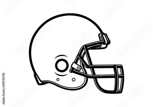 Vector outline illustration of an American football helmet, a clean graphic asset for sports-themed designs and athletic iconography