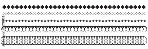 Decorative Horizontal Divider Lines and Borders . Ornamental divider lines, geometric borders and decorative separators isolated on white background for design projects, web and print use.
