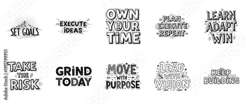Motivational typography design: set goals, execute ideas, own your time