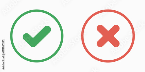 Right and Wrong Vector Icon Set Check Mark Cross Approval Rejection Symbols
