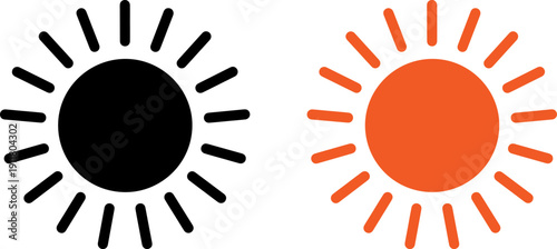 Simple sun icons in black and orange