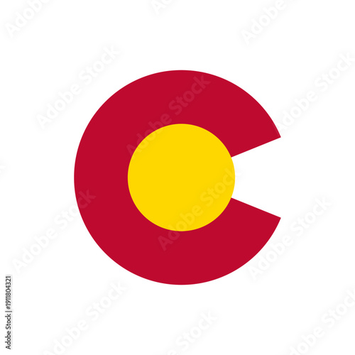 Colorado C letter emblem featured on the flag of Colorado state, USA