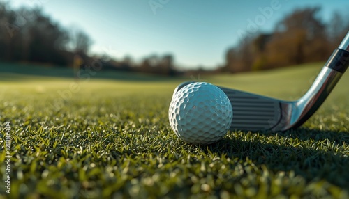 Golf sport with lawn background
