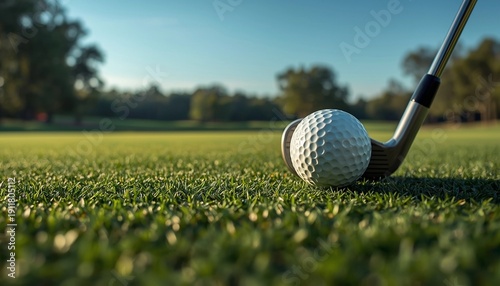 Golf sport with lawn background