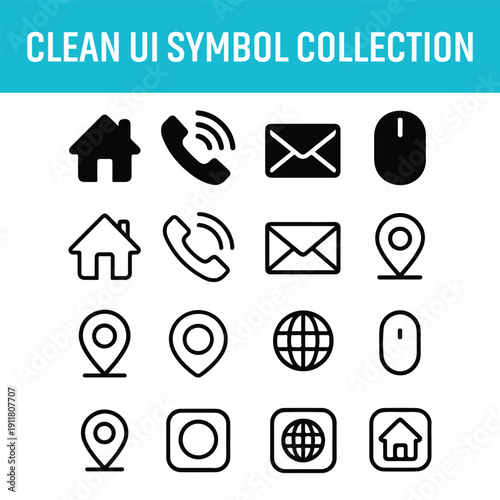 Clean UI Symbol Collection with Contact and Navigation Icons Free Download Clean UI Symbol Collection with Contact and Navigation Icons - GFXLoad