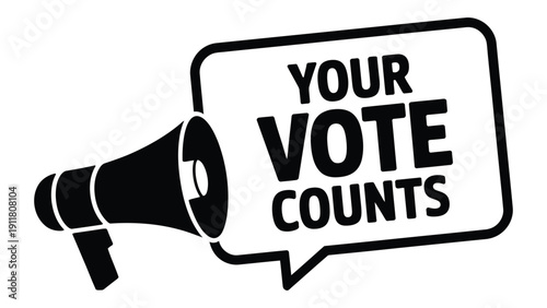Your Vote Counts Speech Bubble With Megaphone Election Campaign Icon Flat Vector Illustration