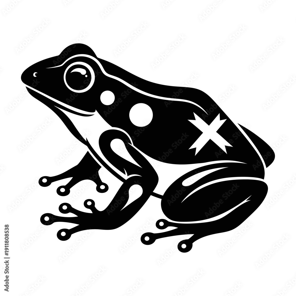 Naklejka premium Cute green cartoon frog sitting on a leaf isolated on a white background