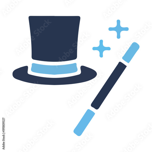 Magic Hat And Wand Icon