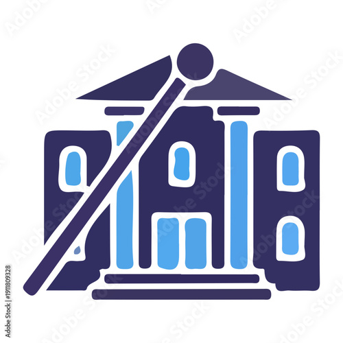 Blue Government Building Icon Illustration