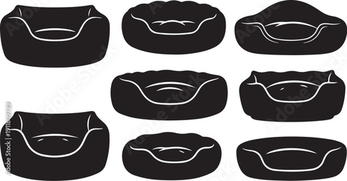 Collection of black bean bag chairs in various shapes