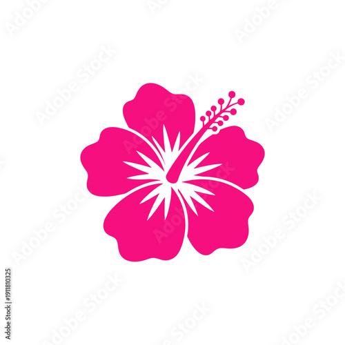 Hibiscus Flower Tropical Print Hot Pink Bold Floral Vector Illustration