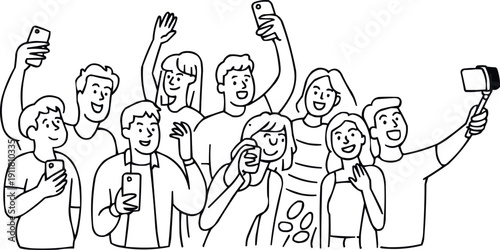 PrintGroup Selfie Outline Icon Set – Friends, Phones, and Social PosesGroup Selfie Outline Icon Set Friends, Phones, and Social Poses