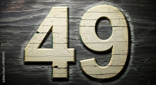 Number 49 on a wooden background illustration