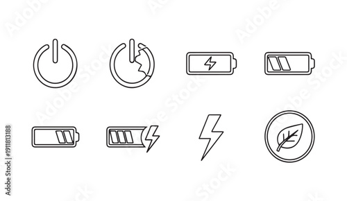 Power icons: on/off, battery levels, lightning bolt, and eco symbol