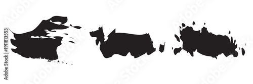 Black Paint Brush Stroke Background . Collection of black grunge paint brush strokes isolated on white background, perfect for banners, text overlays, labels and modern graphic design.

