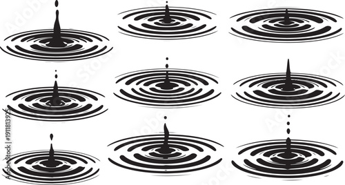 Water Droplets Creating Ripples in a Pond or Lake Surface