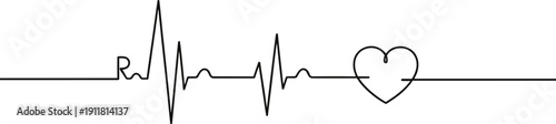 ECG heartbeat line with heart symbol representing cardiology pulse monitoring medical vector illustration
