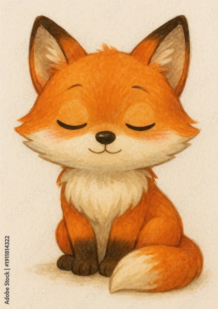 Fototapeta premium Adorable cartoon fox illustration.