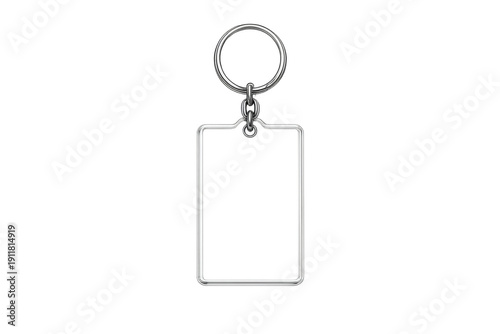 Blank rectangular transparent keychain mock-up with metal ring