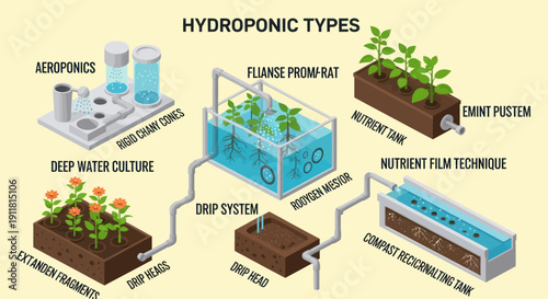Different Hydroponic Systems for Plant Growth.