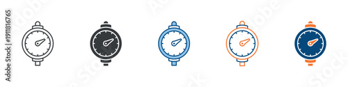 Pressure Gauge Icon Set Multiple Style Collection