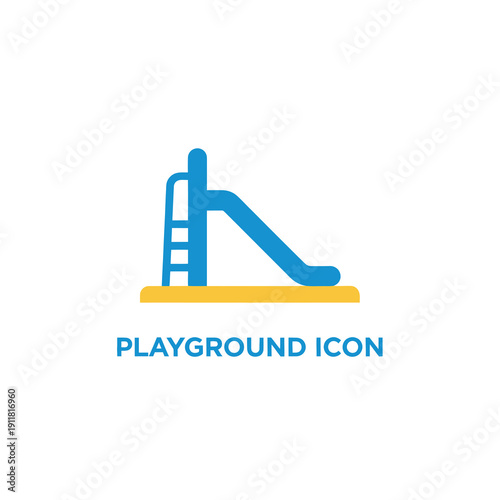 Minimalist Blue and Yellow Kids Slide Playground Icon