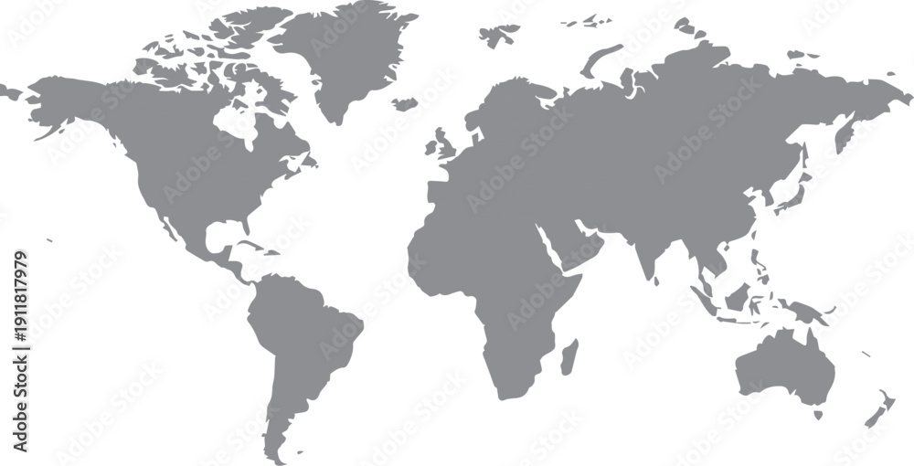 Naklejka premium Simplified world map graphic design in neutral gray tones for global concepts.