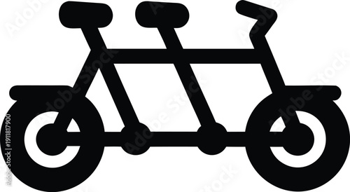 tandem bicycle silhouette line art vector illustration on transparent background