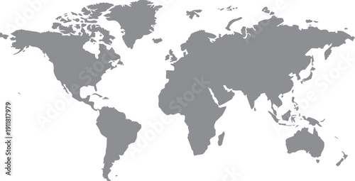 Simplified world map graphic design in neutral gray tones for global concepts.