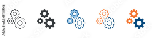 Gear Icon Set Multiple Style Collection