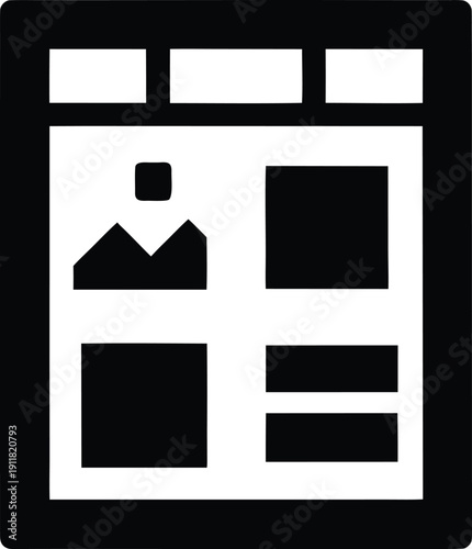 editorial dashboard silhouette vector illustration on transparent background