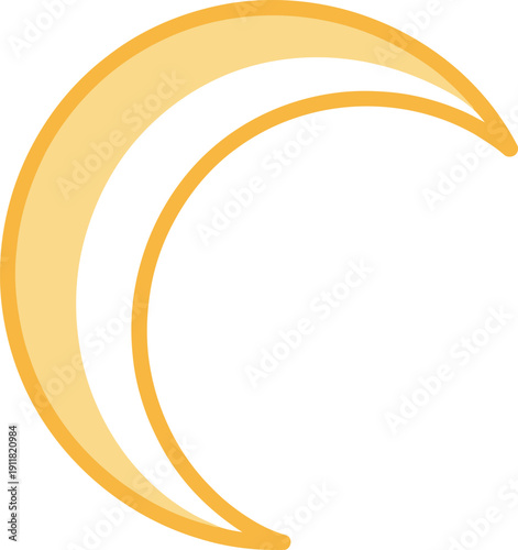 Crescent Moon Icon Yellow Outline Simple Vector Graphic