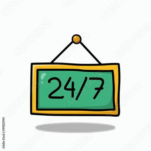 Available twenty four seven sign hanging on wall