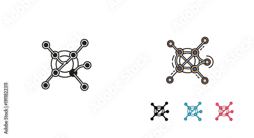 Decentralized network icon. Blockchain technology concept.