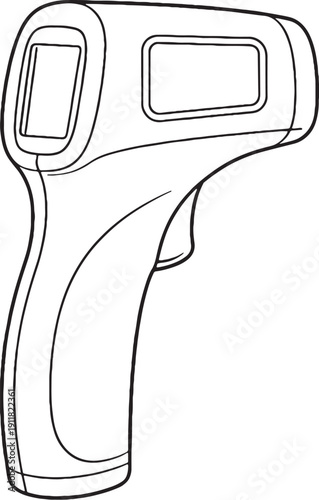 Infrared Forehead Thermometer Line Art Illustration