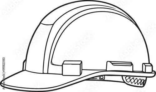 Safety Helmet Line Art Illustration (Construction Hard Hat)