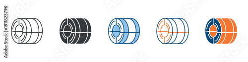 Steel Coil Icon Set Multiple Style Collection