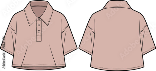 Pink short sleeve collared shirt with buttons pink shirt short sleeve shirt front and back view