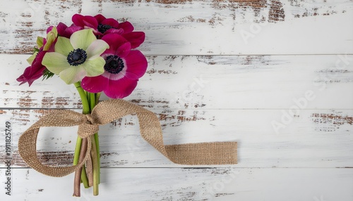 Elegant anemone bouquet with vivid pink petals high resolution picture