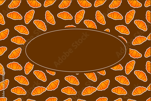 Croissant pattern frame background. Seamless croissant bread pattern frame. Croissant  pattern frame vector. Fast food croissant frame design.