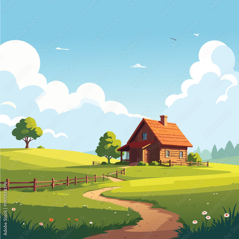 Fototapeta premium rural landscape with house