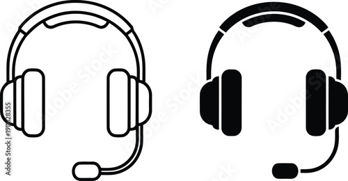 Black and white headset headphone transparent