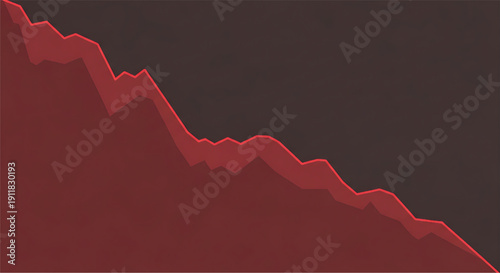 Red decline graph visualizing economic recession, financial crisis, market downturn, and business loss
