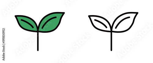 植物の誕生や育成を表現した若葉のベクターグラフィック｜サステナブルな環境保護を象徴するフラットデザイン