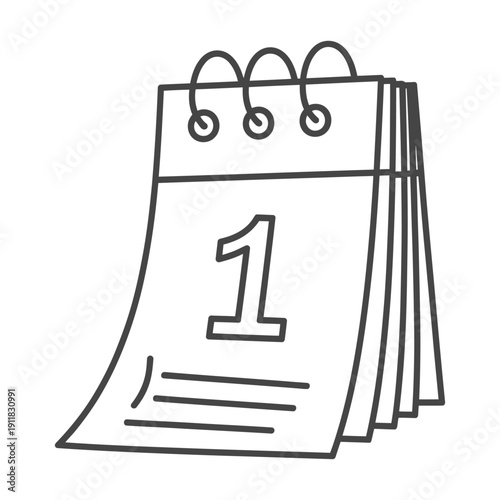 Daily flip calendar showing first day of month with spiral binding and lined notes area for scheduling appointments and events