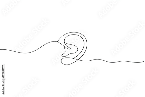 Continuous line ear illustration for listening concept
