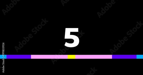 Animated 10 to 1 number countdown with dynamic line swipe 4K video