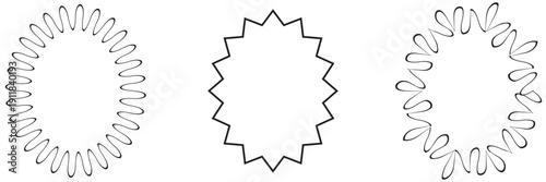 Ornamental Oval Frames Collection Set. Set of  decorative oval frames with scalloped and floral borders on soft beige background, ideal for invitations, labels, logos and branding design.

