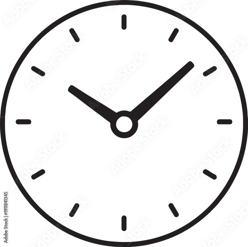 Medical Clock Icon Black and White Line Art eps