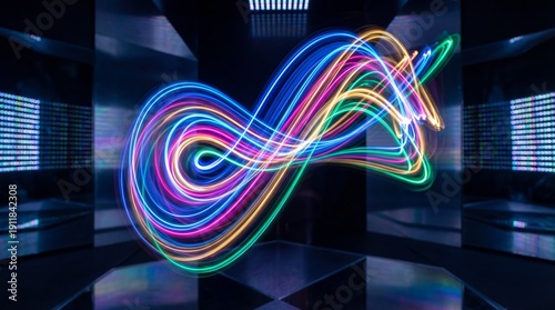 Abstract neon light trails ...